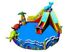Strong Style Inflatable Water Park with Dolphin Water Slide and Wholesale Price