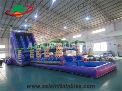 Purple Tropical Inflatable Water Slide
