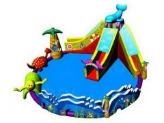 Durable Inflatable Water Park with Dolphin Water Slide