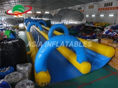 Inflatable double lane city slide