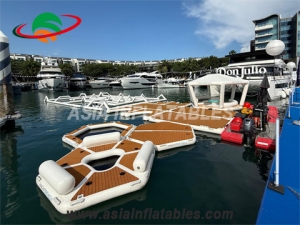 Inflatable Hexagonal Dock Yacht Swim Platform Water Park