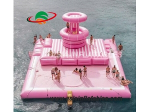 Custom Drop Stitch Inflatables, Giant Inflatable Water Park Floating Island Platform with Wholesale Price